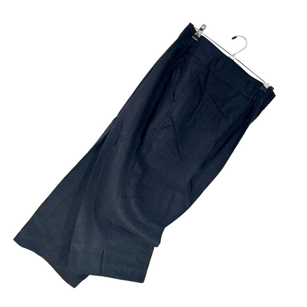 KIM ROGERS! PURE LINEN! RICH BLACK CROPPED , NOTCHED ANKLE PANTS, SLACKS! SZ 1X